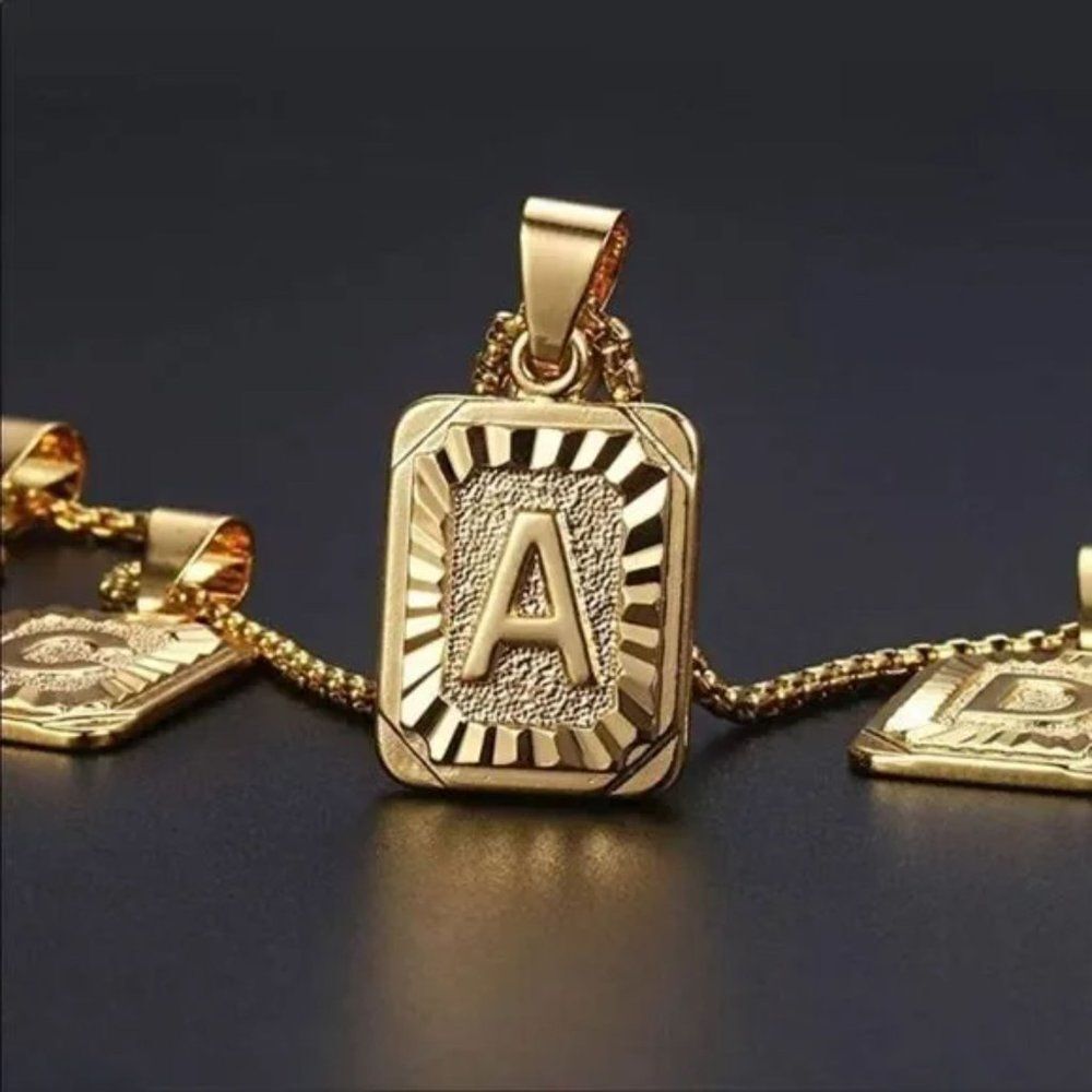 New 22” Men’s Gold Initial Letter Necklace
